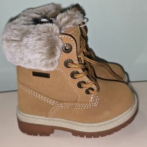 Nautica Kids Tan Boots with Faux Fur Trim